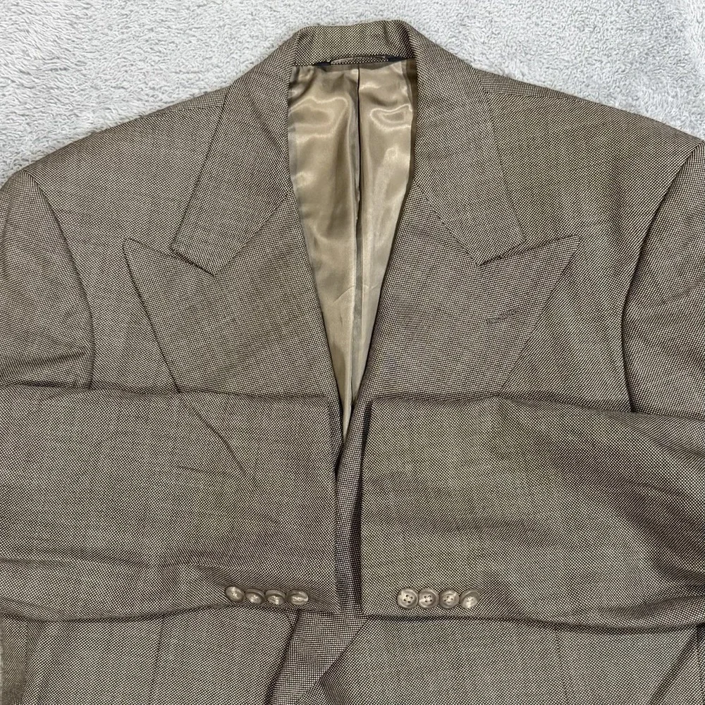 VTG 80s Polo Ralph Lauren 43R Wool BIRDSEYE Double Breast Blazer Suit Jacket